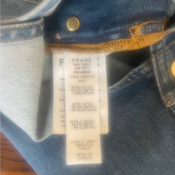 NWOT Frame Le Garcon Cutoff Short Denim Overalls - M - Picture 10 of 10